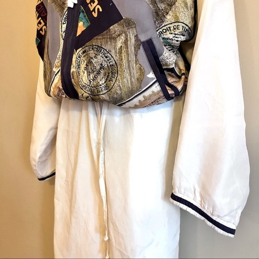 Vintage East West 100% Silk Printed Jogger Set Jacket Drawstring Pants Size L - Picture 13 of 15